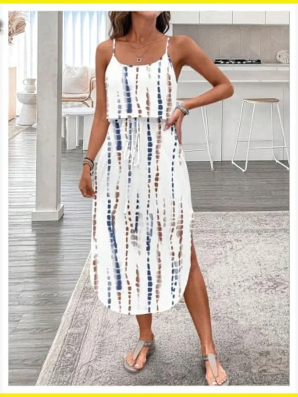 Tie Dye Spaghetti Strap Midi Dress Chic Resort Wear Summer Beach Vacation